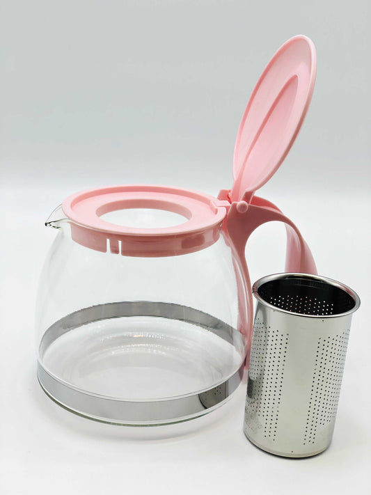 Pink Group Serve Glass Tea Pot with Infuser