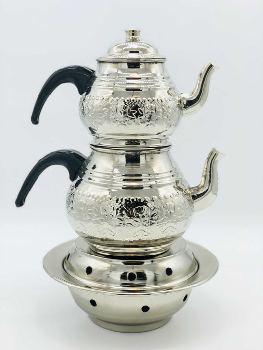 Silver Coloured Copper Double Tea Pot